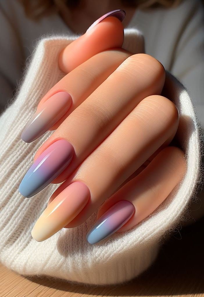 Your nails, but make it art! Embrace pastel gradient ombre designs for a fun and sophisticated look that’s sure to turn heads.
