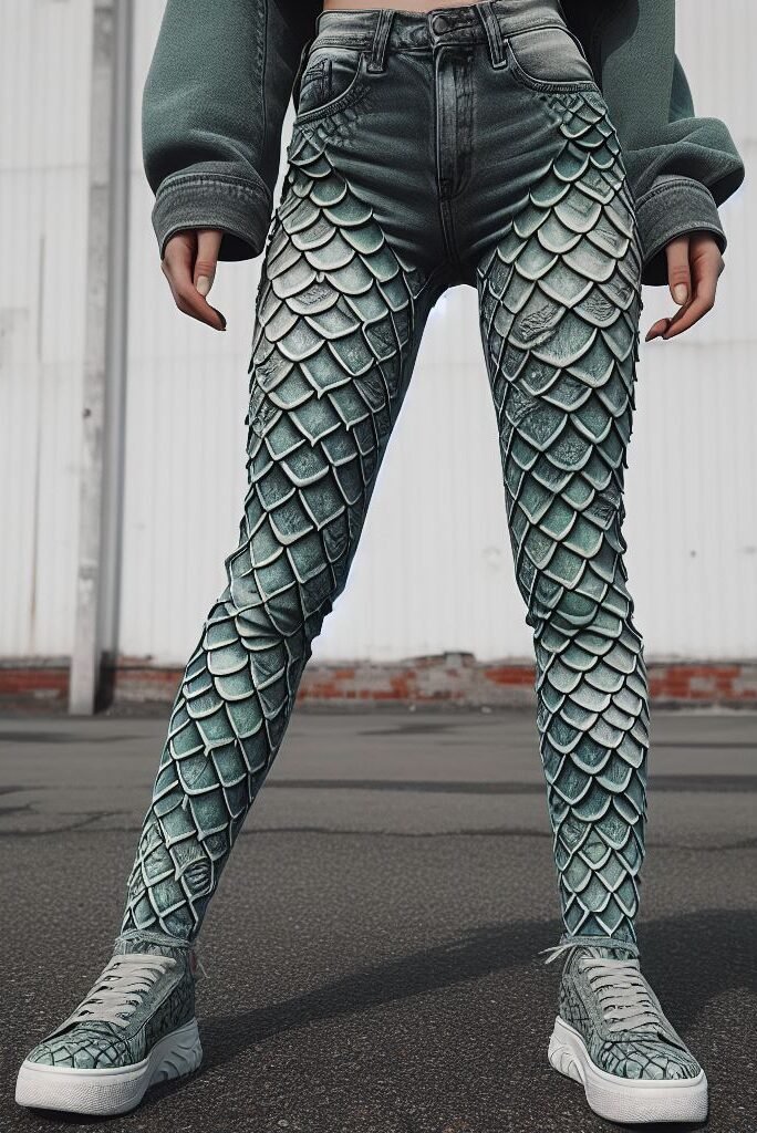 Channel your inner seashell! Explore the beauty of mermaid scale stacked jeans - a unique way to elevate your urban wardrobe. #mermaidjeans #stackedjeans #pocoko #urbanwear