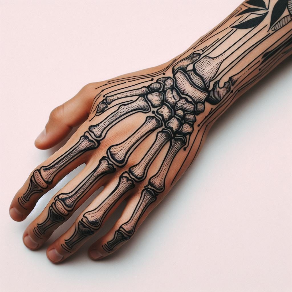 Skeleton Hand Tattoo: Unveiling the Power and Beauty of Bony Brilliance | Pocoko Beyond the Flesh: This Skeleton Hand Tattoo delves into the philosophical. The meticulously detailed bones create a hand, a powerful symbol of our physical form. Yet, the design serves as a reminder that our essence may live on beyond the confines of flesh and bone. #pocoko #skeletonhandtattoo #afterlife #beyondthephysical
