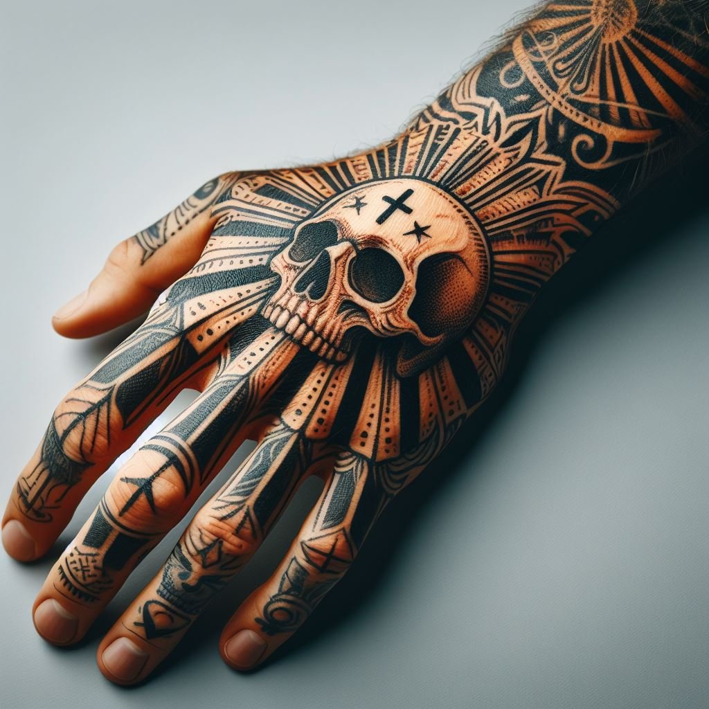 Skeleton Hand Tattoo: Unveiling the Power and Beauty of Bony Brilliance | Pocoko Embrace your mortality with this striking Skeleton Hand Tattoo. The intricate bones and joints create a stunning canvas for a detailed skull resting in the palm. This powerful symbol serves as a constant reminder to live life to the fullest. #pocoko #skeletonhandtattoo #skullart #tattoodesign