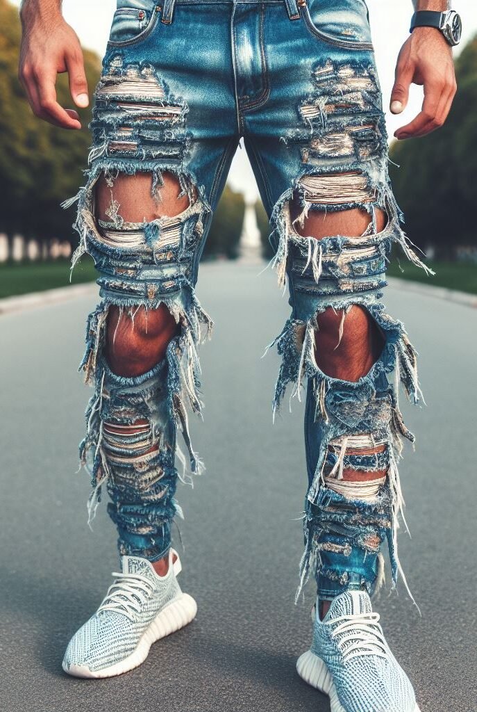 Denim with a bite! Discover the trend of stacked jeans with snake-inspired textures, perfect for adding a touch of edge to your street style. #snakeskinjeans #stackedjeans #pocoko #fashion
