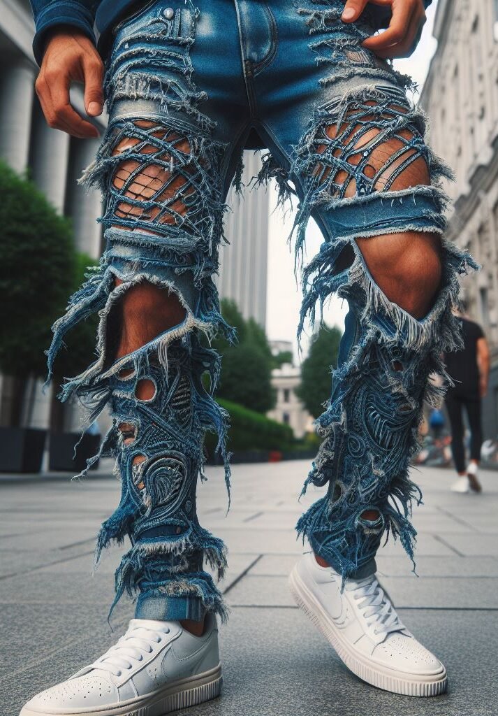 Get ready to shed your skin (in style)! Snake-inspired stacked jeans add a touch of edgy texture to your streetwear look. Get inspired! #streetwear #stackedjeans #pocoko #fashion