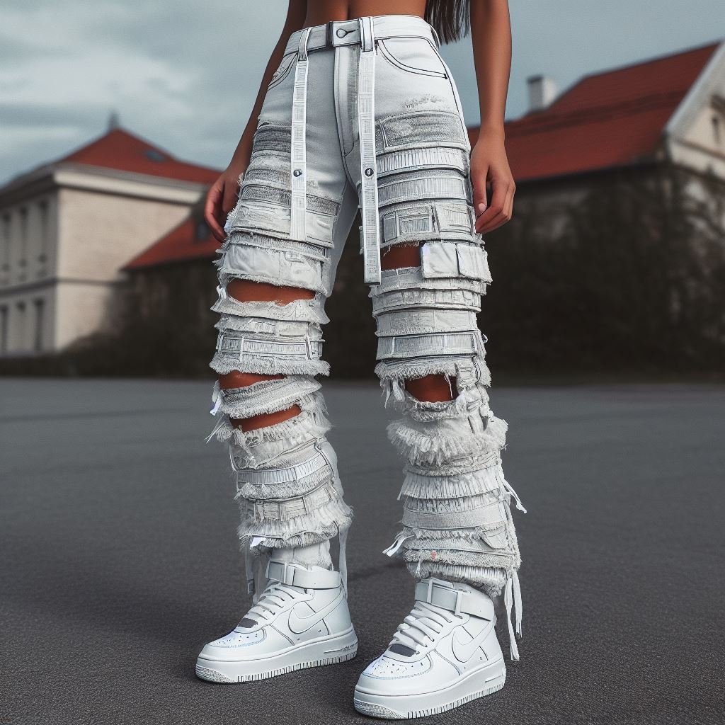 White Stacked Jeans