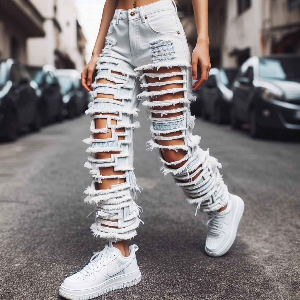 White Stacked Jeans