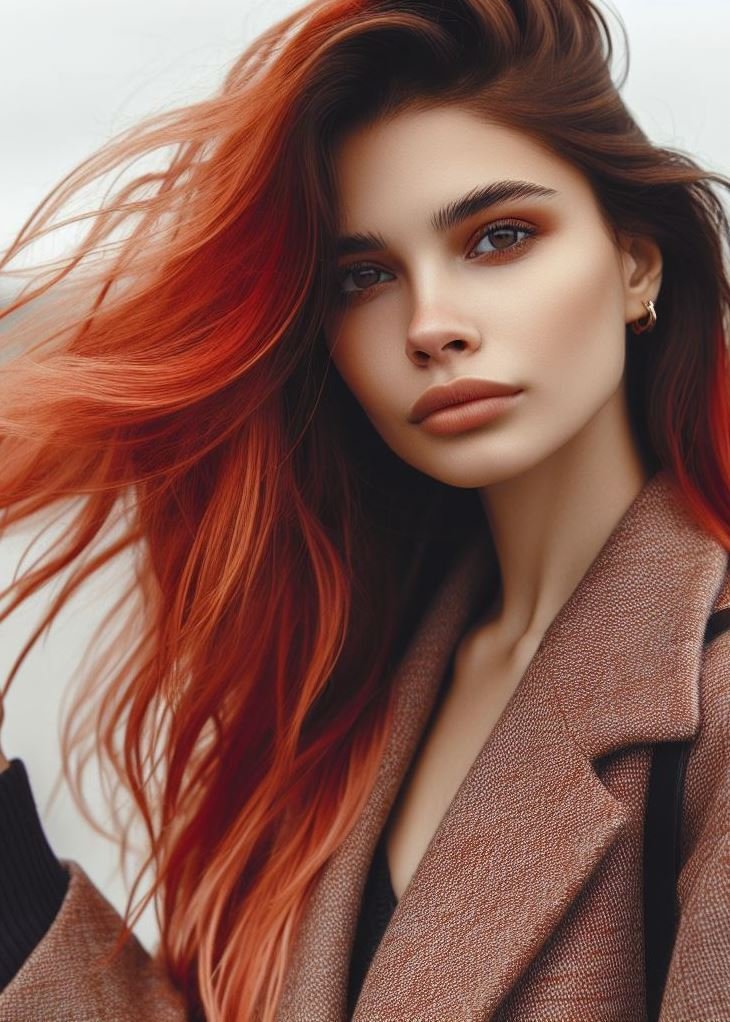More Than Meets the Eye : Fiery red with orange undertones offers a captivating blend of fiery and warm tones. This pin collection showcases the multi-dimensional beauty of this hair trend!