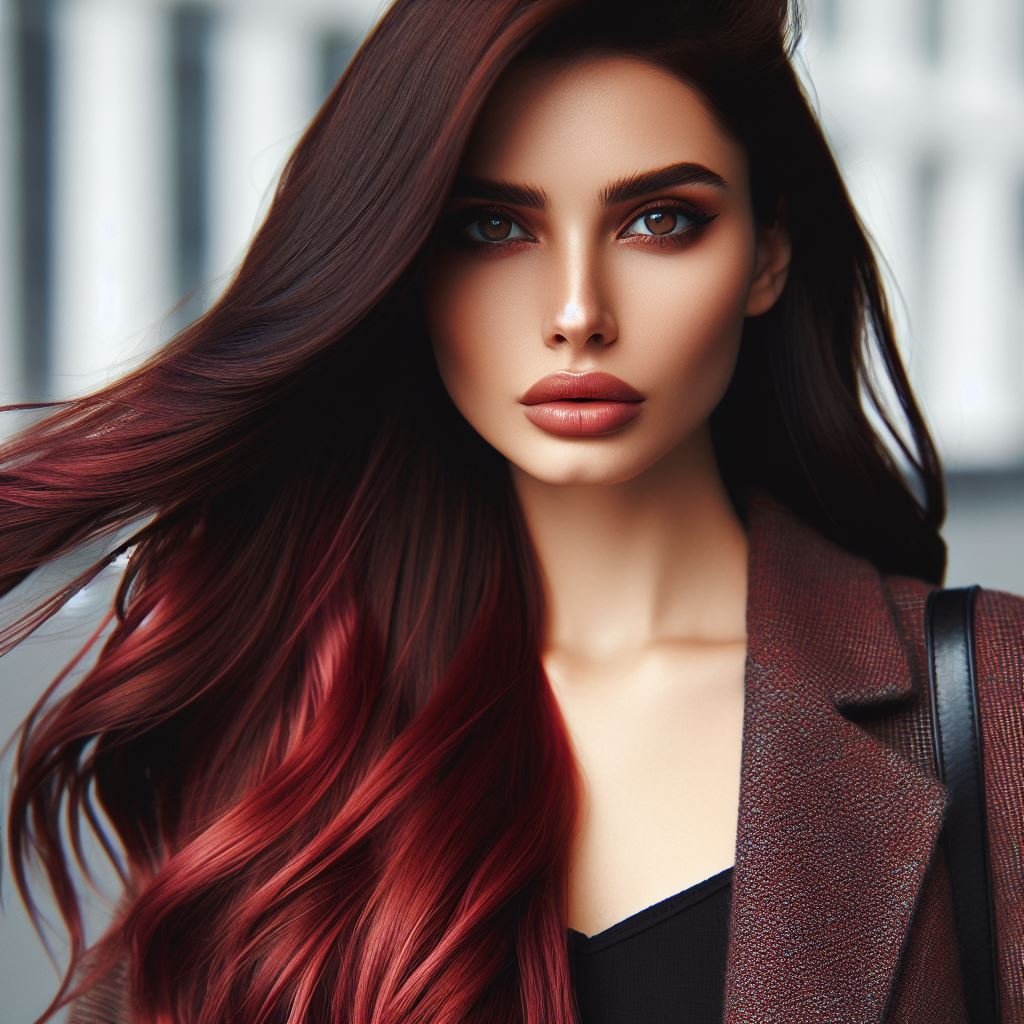 Sun-Kissed Brunette with a Secret: Chocolate cherry hair offers a subtle cherry dimension that shimmers in the sunlight. Get inspired by these stunning looks! ☀️