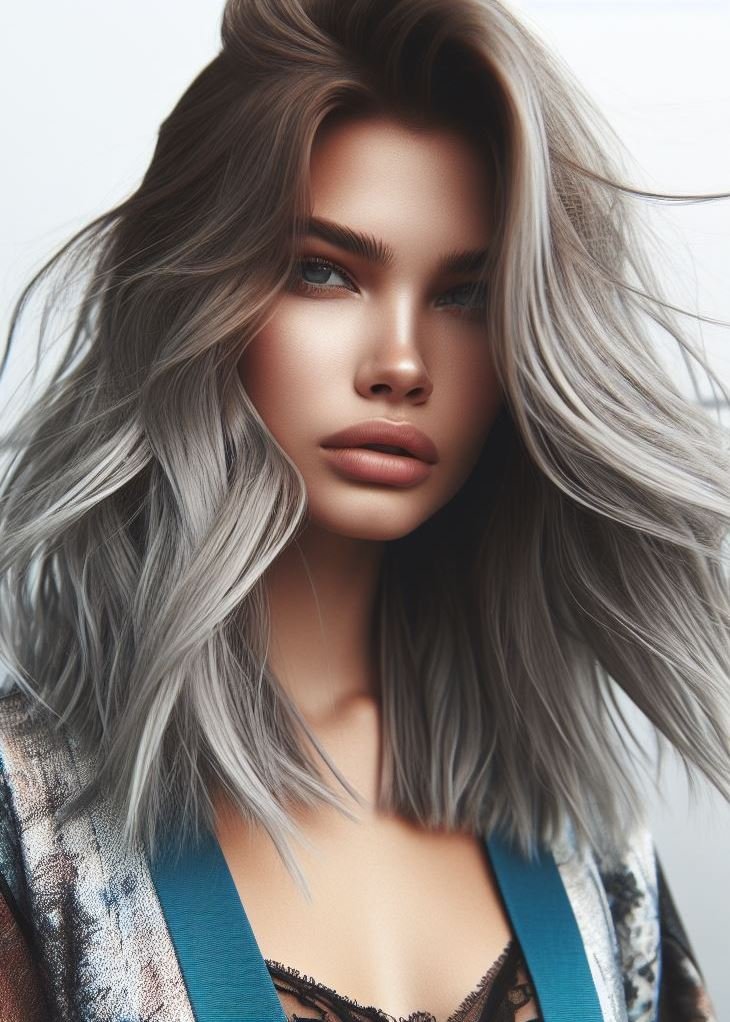 Eerie & Enchanting: Ash brown with icy blue accents offers a touch of the unexpected, perfect for those who embrace a unique and captivating hair color. ✨