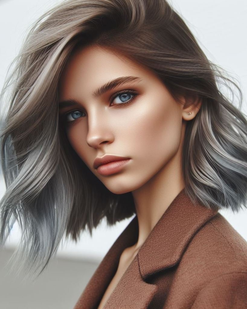 Brunette with a Bite! : Add a touch of edgy drama to your brunette locks with icy blue highlights against an ash brown base. Get inspired for a hairstyle that's both cool and captivating!
