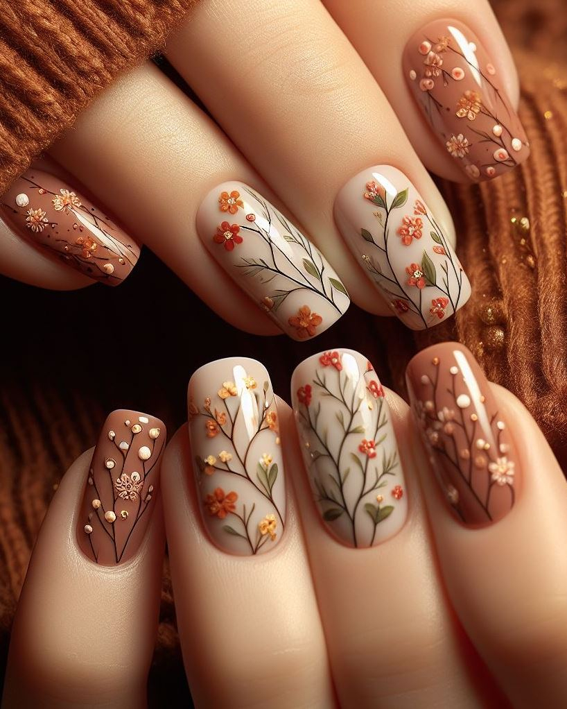 Channel your inner flower child with these adorable mini blooms and vines. Perfect for a touch of effortless charm on your nails.