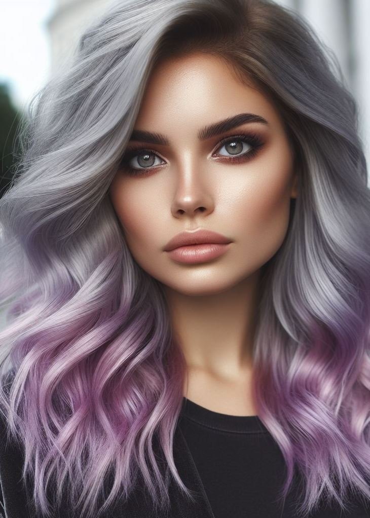Banish Brass, Embrace Fairytale: Icy blonde with lavender tips is the ultimate weapon against brassy tones for blondes. Find your dream shade and rock a show-stopping look! ❄️
