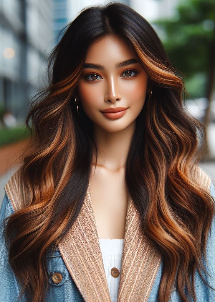 Low-Maintenance Luxe for Brunettes: Espresso brown with caramel balayage offers beautiful color with surprisingly low upkeep. Ditch frequent touch-ups and embrace the beauty of this classic combination!