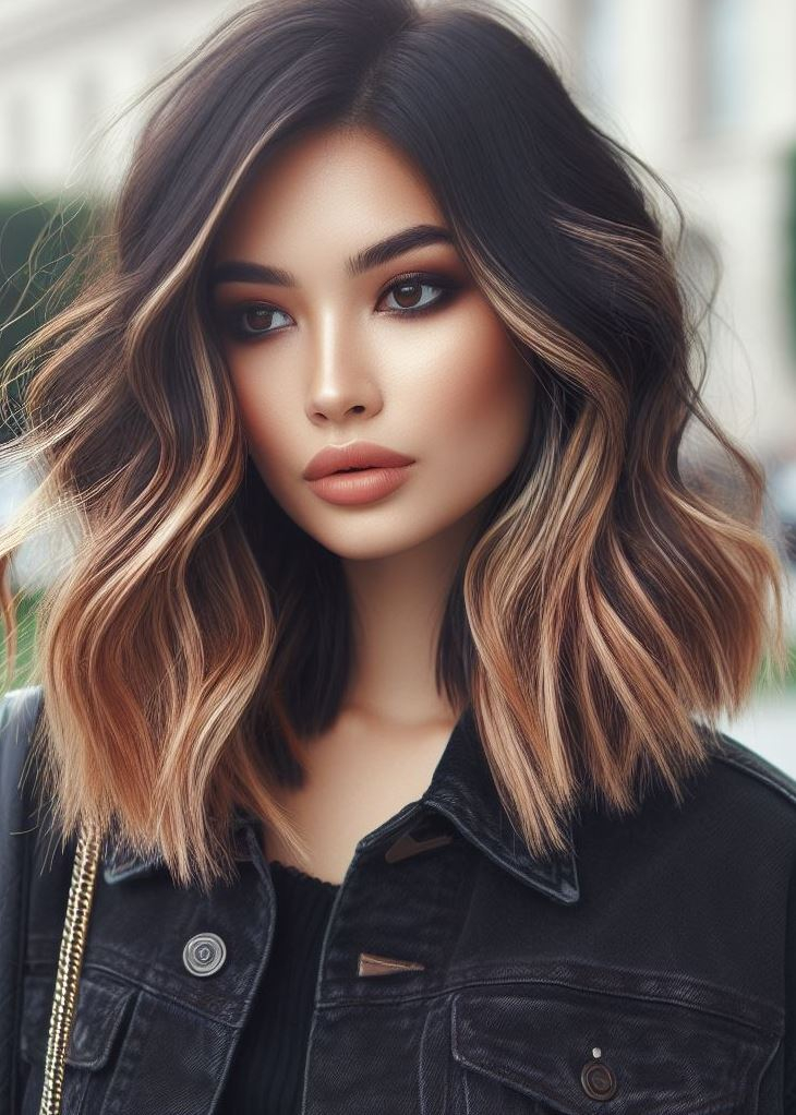 Sweet & Sombre: Ombre with caramel highlights creates a melt-in-your-mouth blend of brunette and warmth. Get inspired for your next hair transformation!