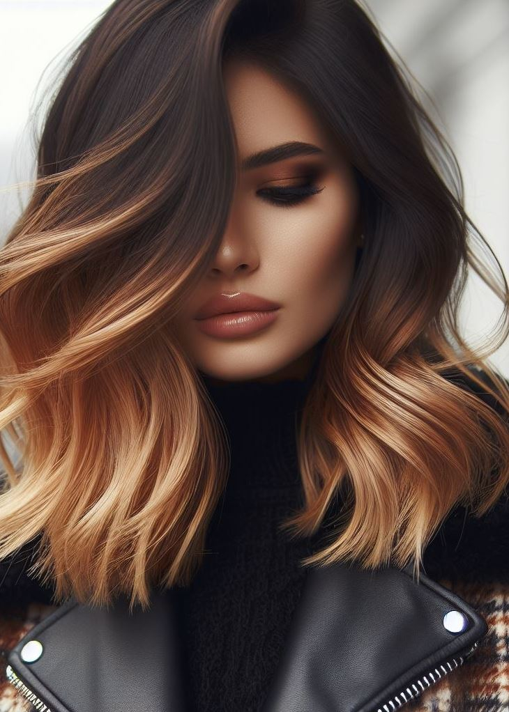 Low-Maintenance Luxe: Ombre with caramel highlights is the perfect balance of drama and low upkeep. Find your dream shade and ditch the frequent touch-ups!