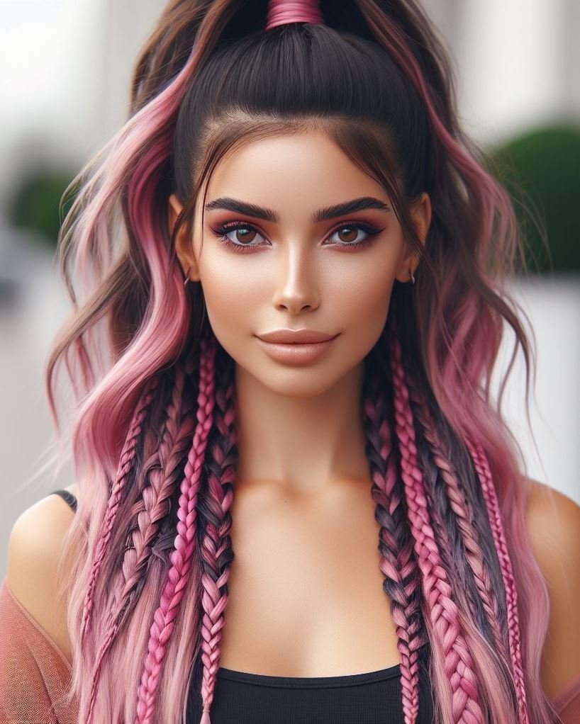 Holographic Hues: Take your high ponytail to the next level with magenta pink hair that shimmers with a holographic effect. Shine bright like a diamond!