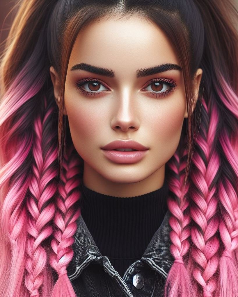 Bubblegum Pop: Channel your inner pop star with a playful high ponytail featuring magenta pink hair. Add bubblegum pink hair ties or ribbons for extra fun!