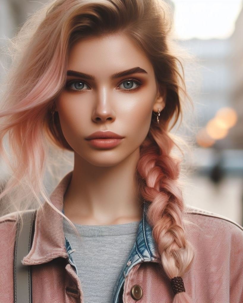 Bohemian Beauty: Embrace a carefree vibe with a braided strawberry blonde pink hairstyle adorned with flowers or feathers. The pink adds a touch of whimsy to this romantic style.