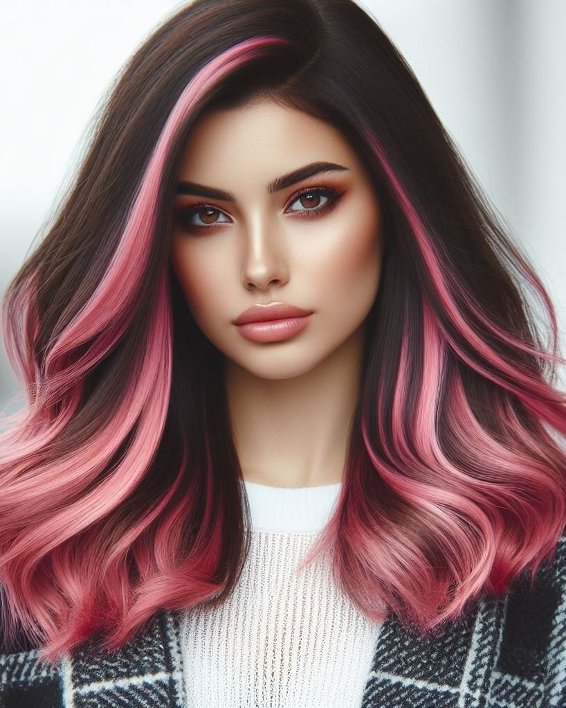 Unicorn Hair Gets a Feathery Upgrade: Bubblegum pink hair with feathered layers adds a magical touch to your mane.