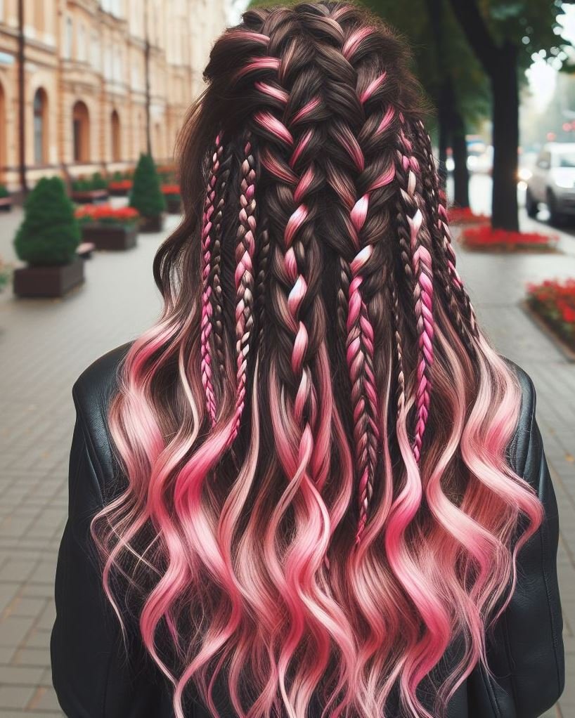 Pink Power in Every Strand: A stunning bubblegum pink braid adds a pop of color and intricate beauty to your hairstyle.