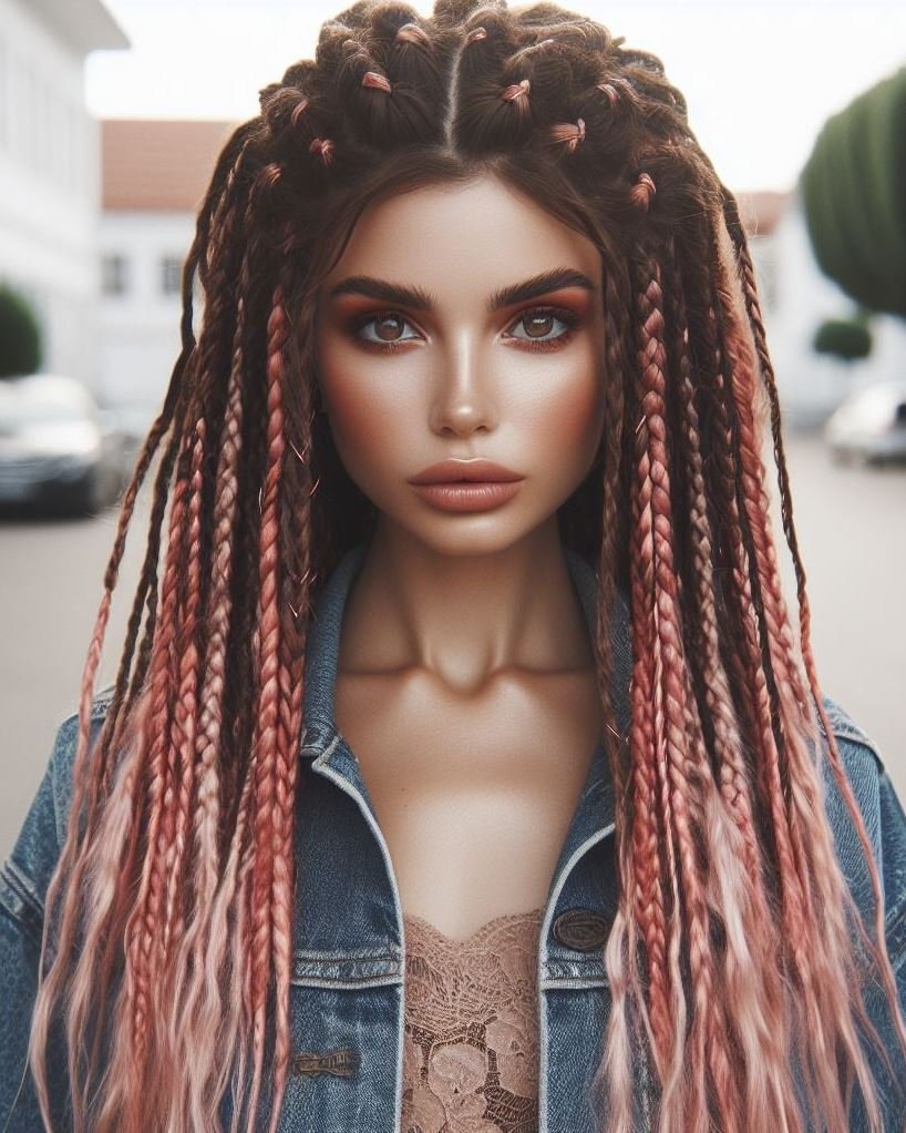 Pink & Playful with Braids: Rose gold pink box braids add a pop of fun and personality to your protective style.