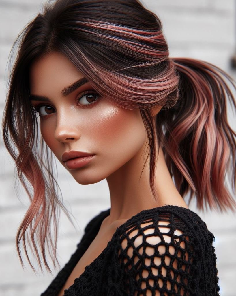 Polished & Pink for Work: Elevate your work style with a chic dusty pink low ponytail featuring a wrapped detail.