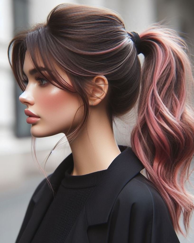 Romantic Pink Ponytail: This soft and feminine dusty pink low ponytail with a wrapped detail is perfect for date night! 