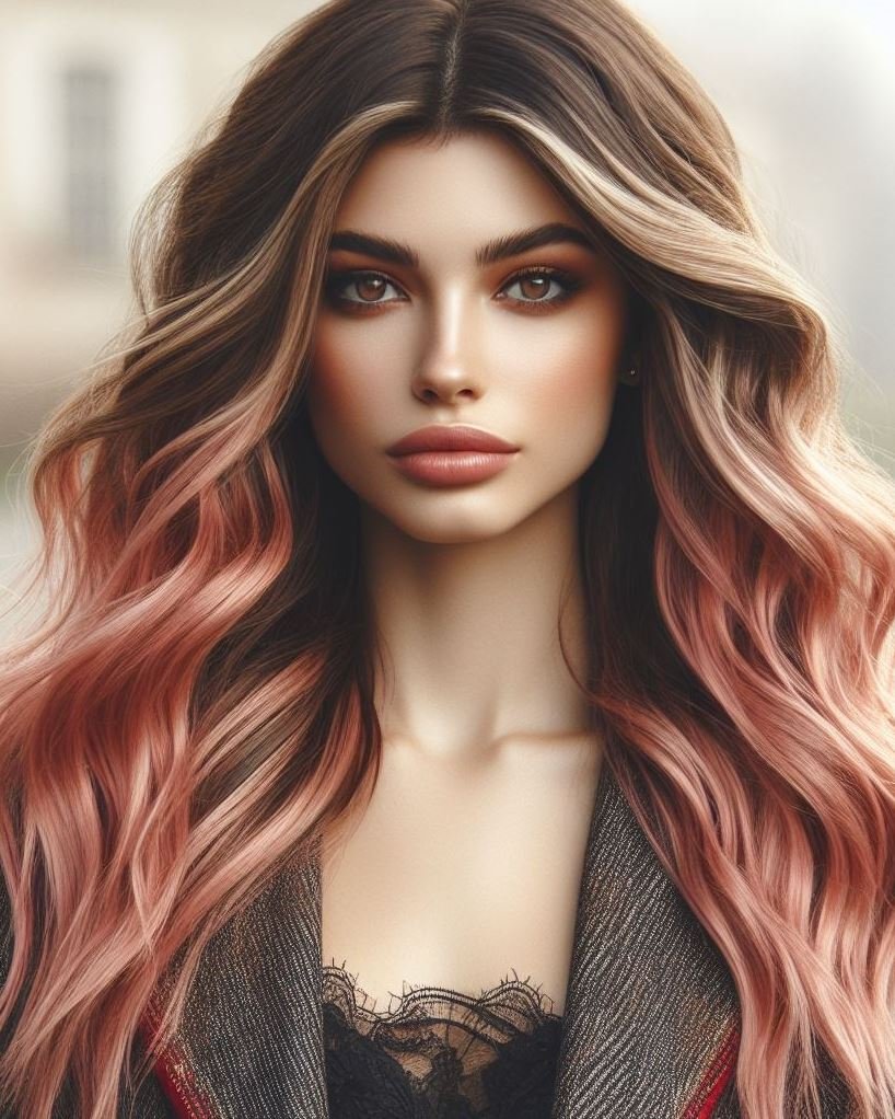Golden Goddess Waves: Sun-kissed strawberry blonde hair in loose waves with a center part – beach vibes all year round!