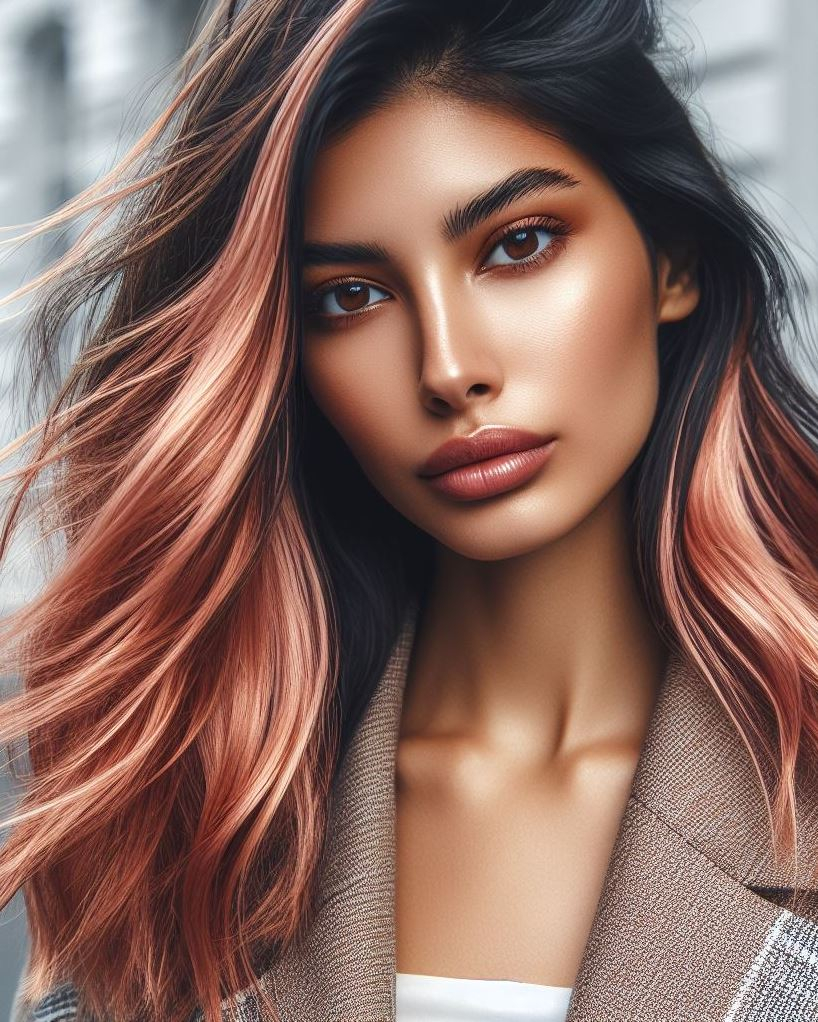 Subtle Shimmer, Big Impact : Don't underestimate the power of rose gold highlights! This pin collection showcases how a hint of pink can elevate your brunette hair.