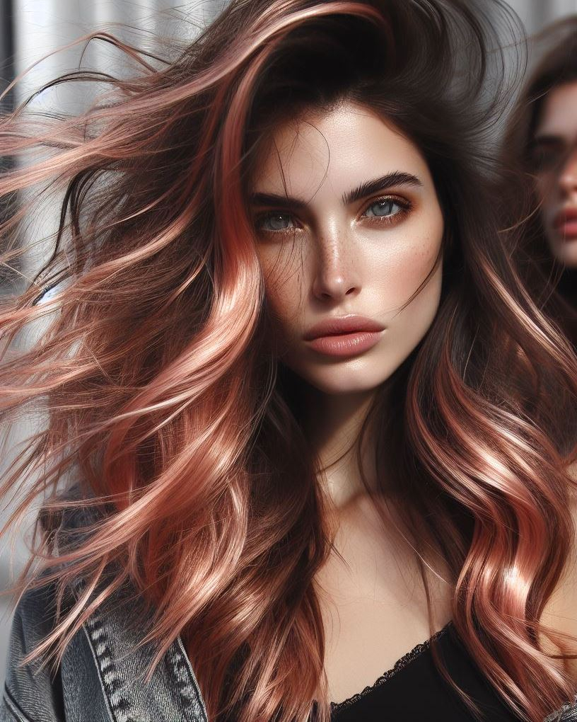 Warm Up Your Winter Hair ❄️: Rose gold highlights are the perfect way to add a touch of sunshine to your brunette locks, even in the colder months. Get inspired by these cozy hair looks!