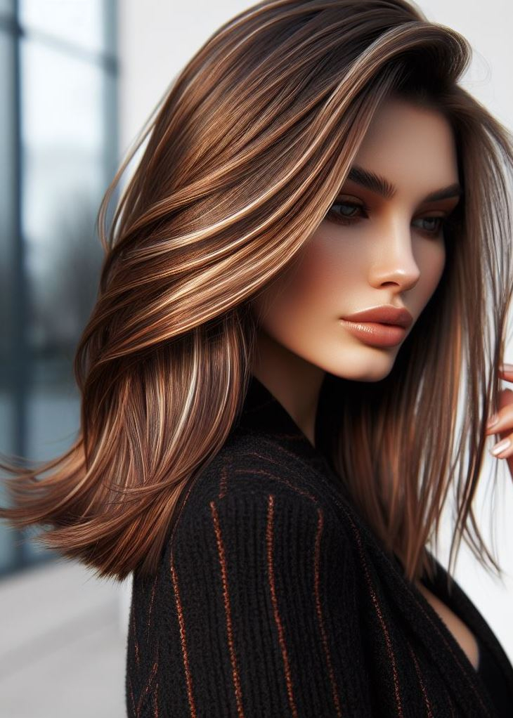 Warm & Sophisticated ✨: Chestnut brown hair with honey highlights creates a rich, dimensional look you'll love. Find your perfect shade of honey and embrace this timeless hair color trend!