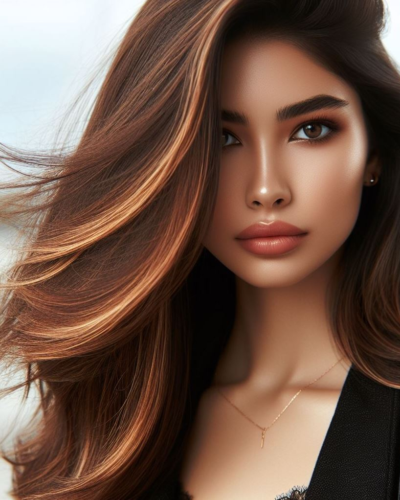 Classic with a Twist : Elevate your brunette locks with a touch of honey. Chestnut brown with honey highlights offers a timeless look with a modern twist. Get inspired!