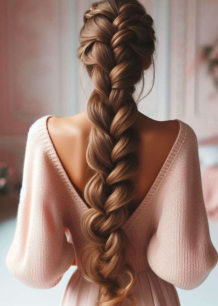 Fishtail fun! This playful braid adds a whimsical touch to thick hair, perfect for a relaxed and carefree look.