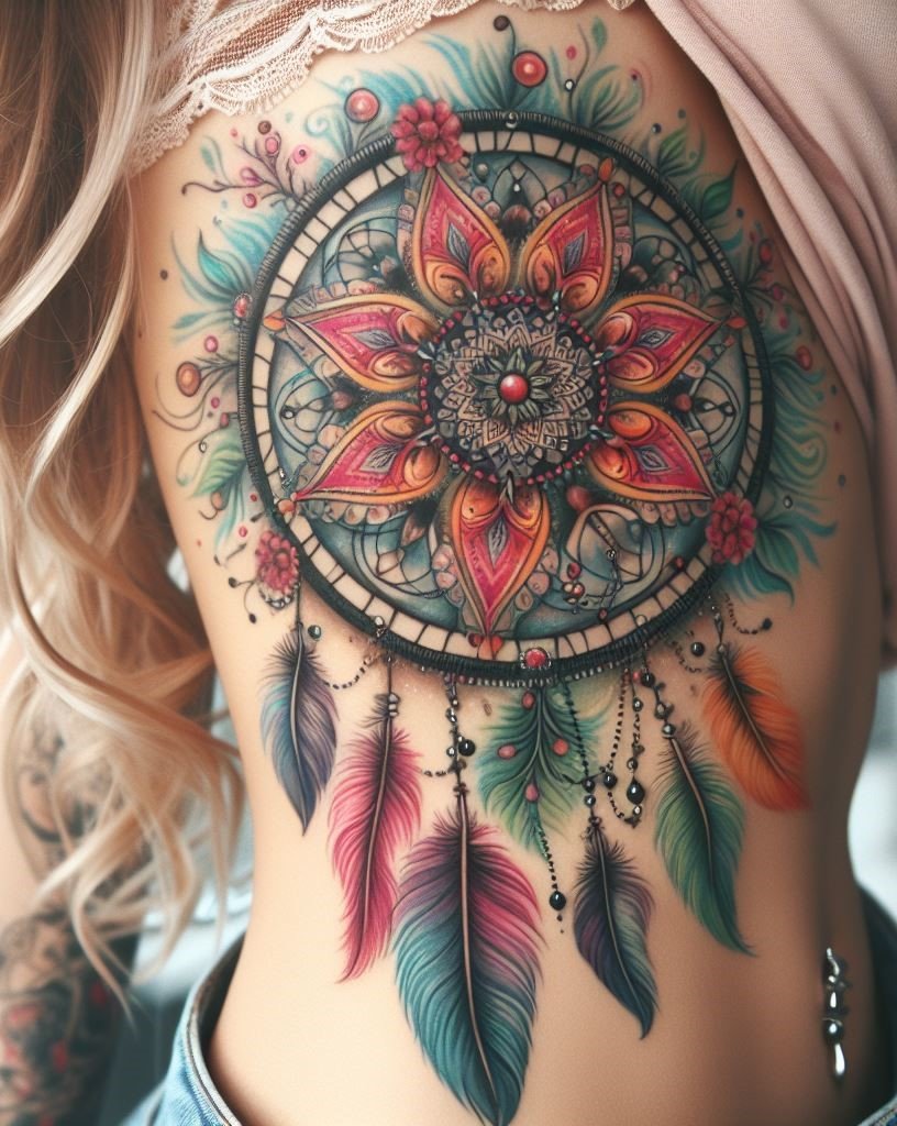 Modern Dream Catchers: Bold & Beautiful Don't be afraid to reimagine the classic! Bold colors, geometric patterns, and unexpected elements make your dream catcher tattoo a head-turning masterpiece.