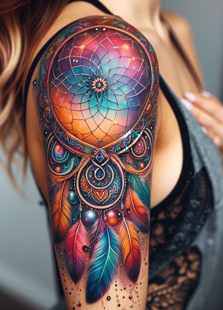 Earth's Embrace: Classic Dreamcatcher with Woven Flowers and Leaves: Embrace the grounding power of nature with a classic dreamcatcher design. Woven flowers and leaves within the hoop symbolize the calming influence of nature on your dreams, fostering peaceful slumber and connection to the earth.