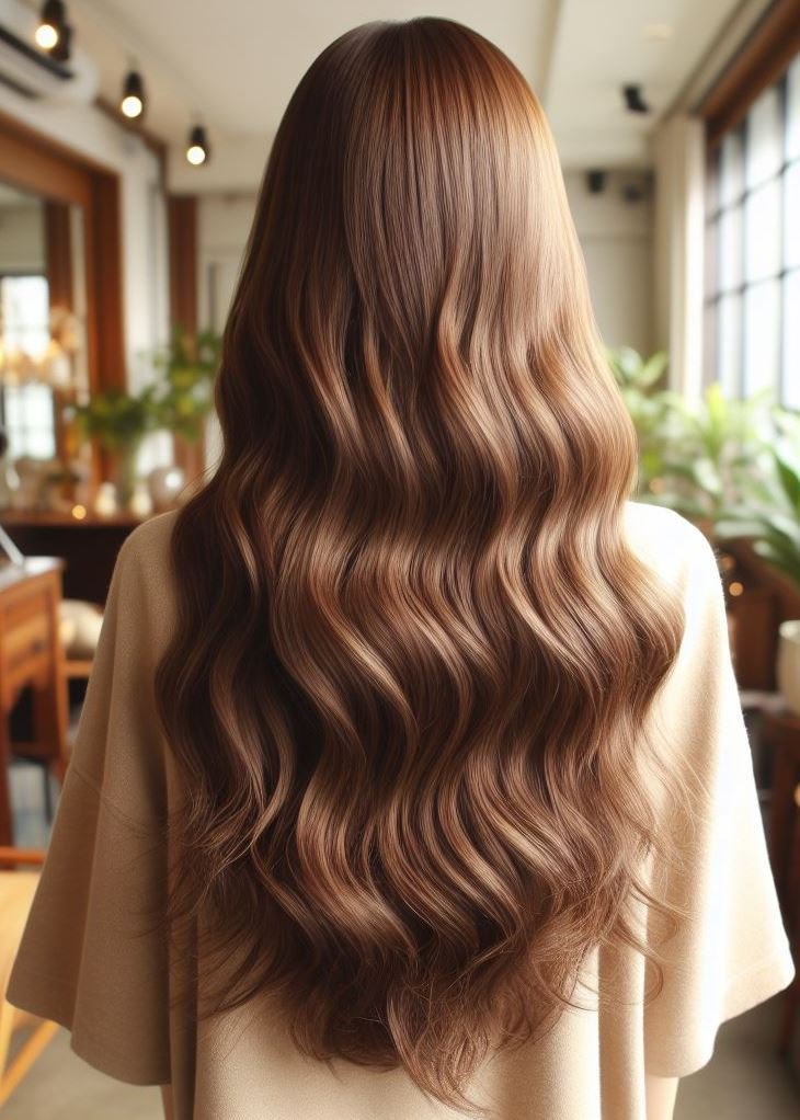 Chocolate Waves that Wow: Luscious brown locks with enviable volume – embrace your natural beauty!