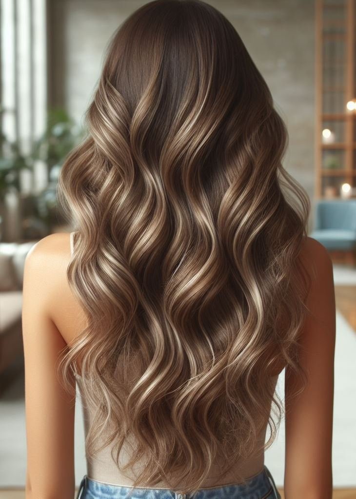 Bronde Beauty: Subtle highlights add warmth and dimension to thick, wavy blonde hair.