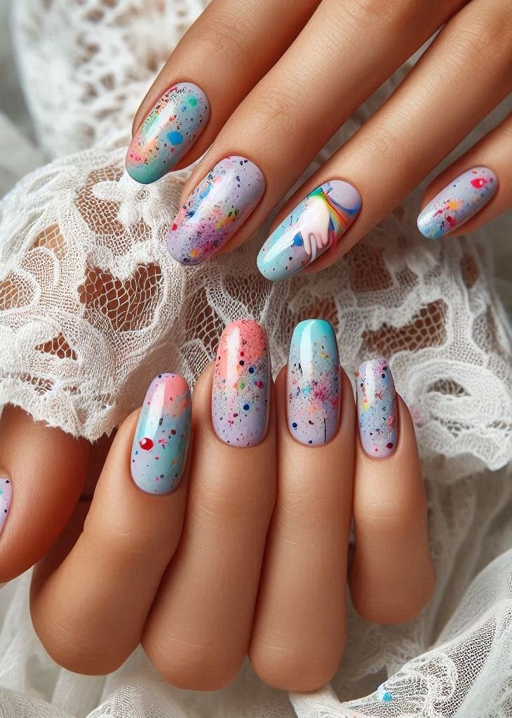 Abstract Nail Art: It's Not Just Random Splotches (We Promise!) | Pocoko "Drip, Drip, Glam: Splatter art nails—because why should your creativity be confined to a canvas? Let your nails tell a colorful story."