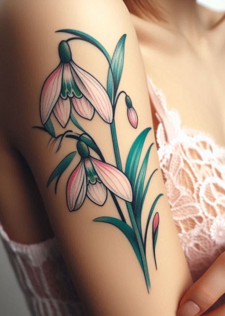 “Frost-Kissed Blooms”: Ink your skin with a delicate fusion of snowdrops and carnations—a January symphony of resilience and beauty. The snowdrop whispers of hope, while the carnation adds a touch of passion. Let this floral mix tell your story—a canvas of frost-kissed dreams. ❄️🌸