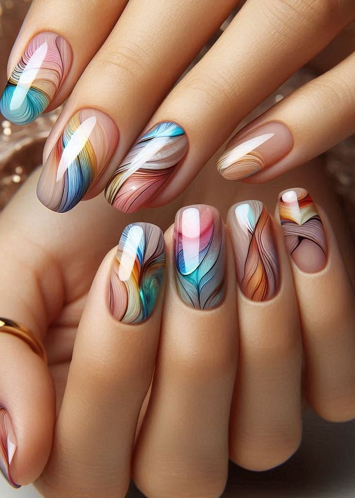 Abstract Nail Art: It's Not Just Random Splotches (We Promise!) | Pocoko Translucent, not timid: These nails are the cool kids at the polish party—bold, breezy, and utterly mesmerizing. 💅