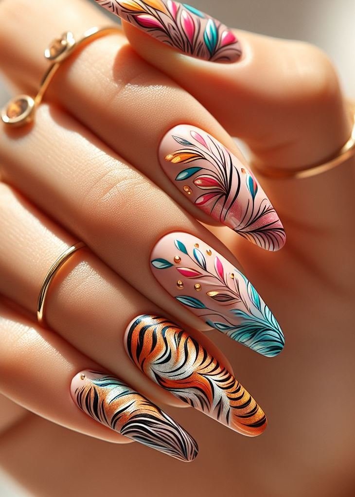 Abstract Nail Art: It's Not Just Random Splotches (We Promise!) | Pocoko Abstract Animal Print Nails with a Whimsical Approach Ditch the stencils and embrace the brushstroke bonanza with Abstract Animal Print Nails! Use a neutral base coat and then let loose with playful squiggles, splatters, and brushstrokes in black and brown. Think cheetah spots reimagined with a more abstract and artistic flair.