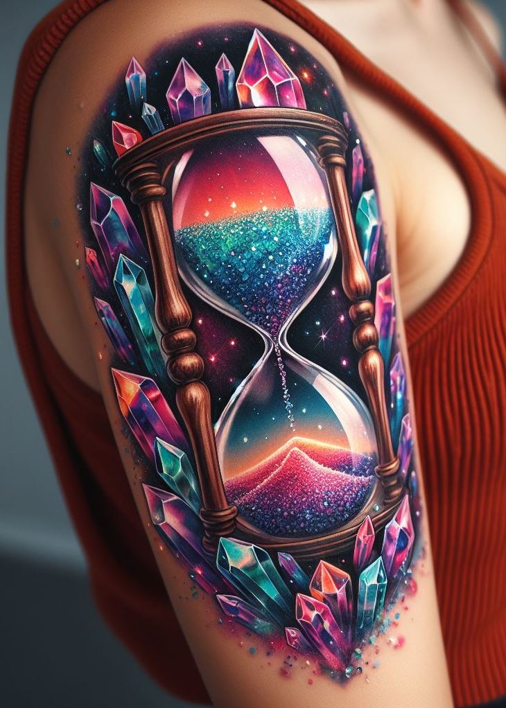 With “Crystal Tattoos - Crystal Hourglass,” time is on your side, and every minute is a chance to display the enduring shine of your crystalline creation.