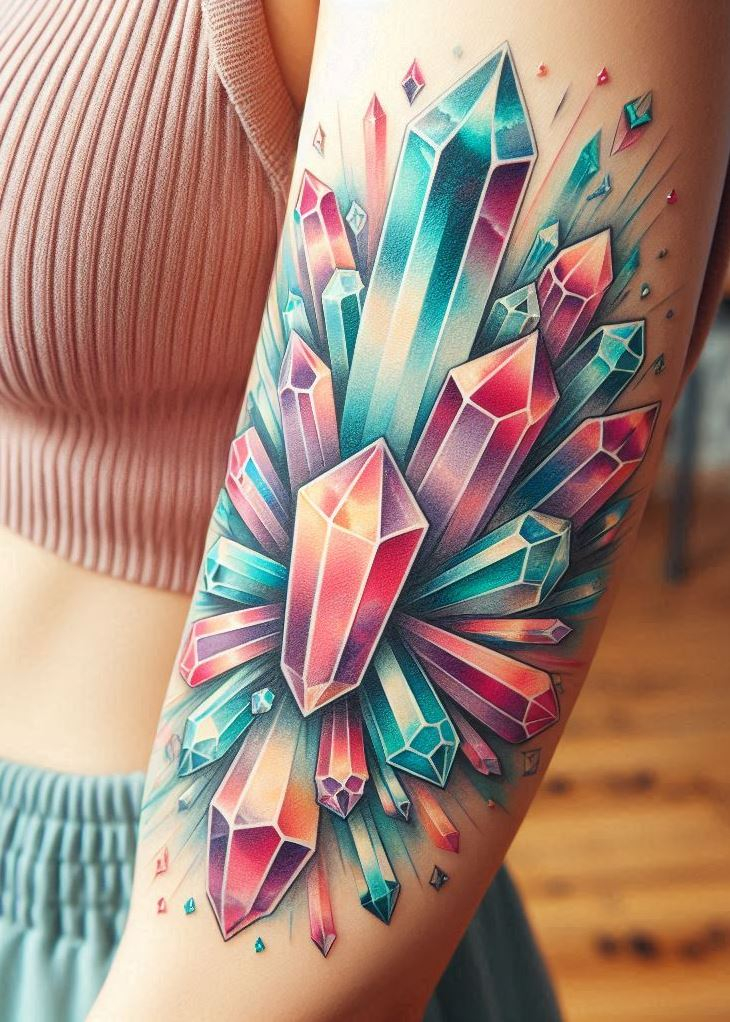 “Crystal Tattoos” turn your skin into a mesmerizing kaleidoscope, where every glance reveals a new spectrum of beauty. It’s not just body art; it’s a prismatic journey through your own skin