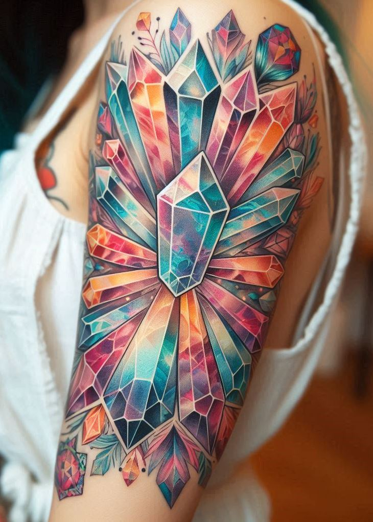 “Crystal Tattoos” are the new way to sparkle, transforming your skin into a living, breathing kaleidoscope of gems. This isn’t just a tattoo; it’s a dynamic work of art.