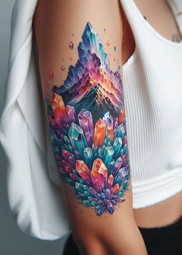 Crystal Tattoos glisten like morning dew on the slopes of Crystal Mountain Majesty. Each design is a treasure, curated from nature’s own bling box.