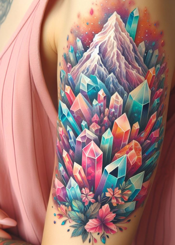 Adorn your skin with the splendor of Crystal Tattoos, where every sparkle tells a story of Crystal Mountain Majesty’s frozen beauty.