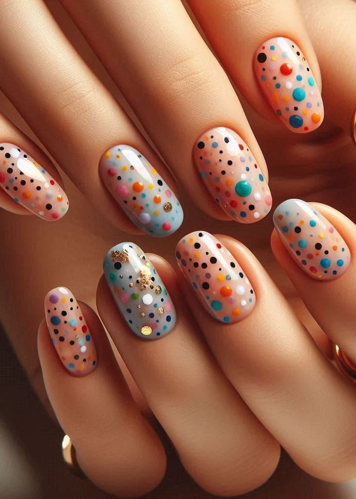 Abstract Nail Art: It's Not Just Random Splotches (We Promise!) | Pocoko Chromatic Morse Code: Each dot whispers a secret message—a symphony of colors spelling out dreams. These nails are a language only the heart can decode. 🌈❤️