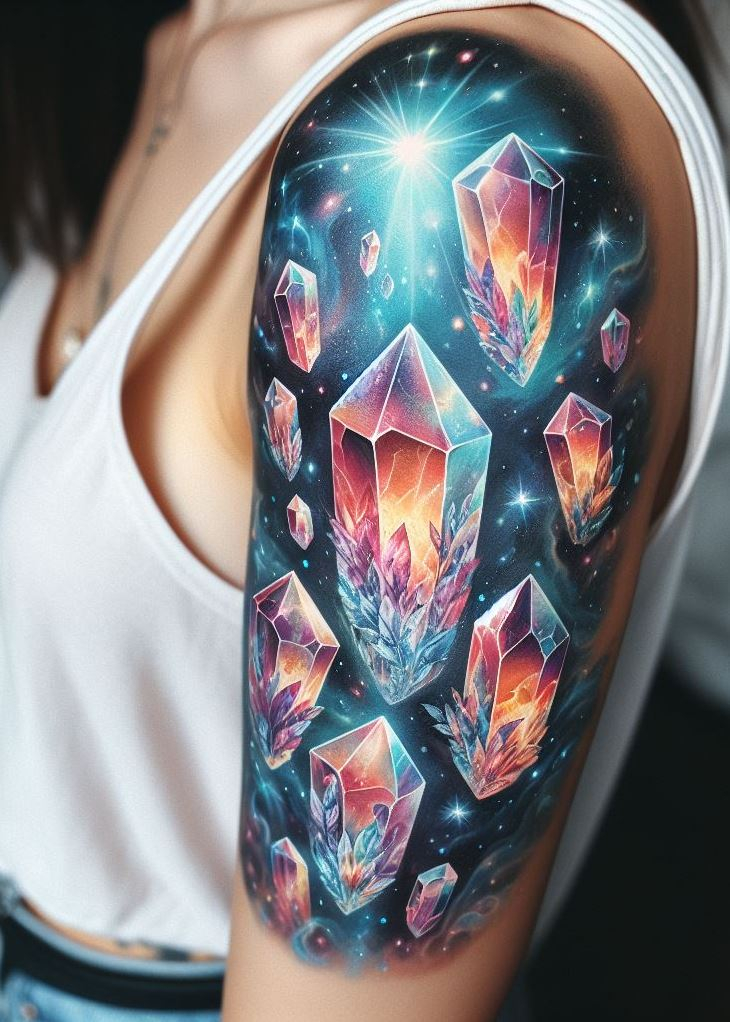 Level up your astronaut game with these cosmic crystal tattoos. They're a reminder that you carry the magic of the universe within you.