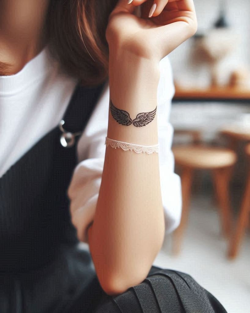 Embrace a touch of the divine with a delicate tattoo of tiny angel wings on your wrist. The soft feathers symbolize a quiet faith, a guardian angel watching over you, and a reminder to carry hope and inspiration wherever you go. This subtle design is a constant source of comfort and a reminder of the potential for good that exists within the world.