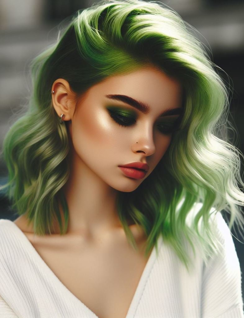Green with Envy Braid: Elevate your green hair game with a stunning braid adorned with vibrant green hair extensions. This intricate style adds visual interest and allows you to experiment with bolder green shades without fully committing to coloring your entire head.