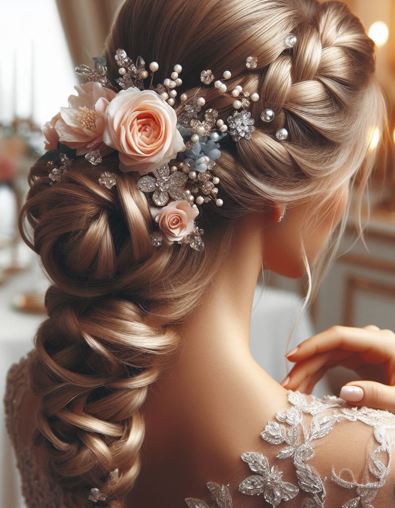 Bridal Hairstyle Accessories: Enhancing Your Wedding Hair | Pocoko A bridal updo that whispers secrets of love. It's not just hair; it's a tapestry of dreams and devotion.
