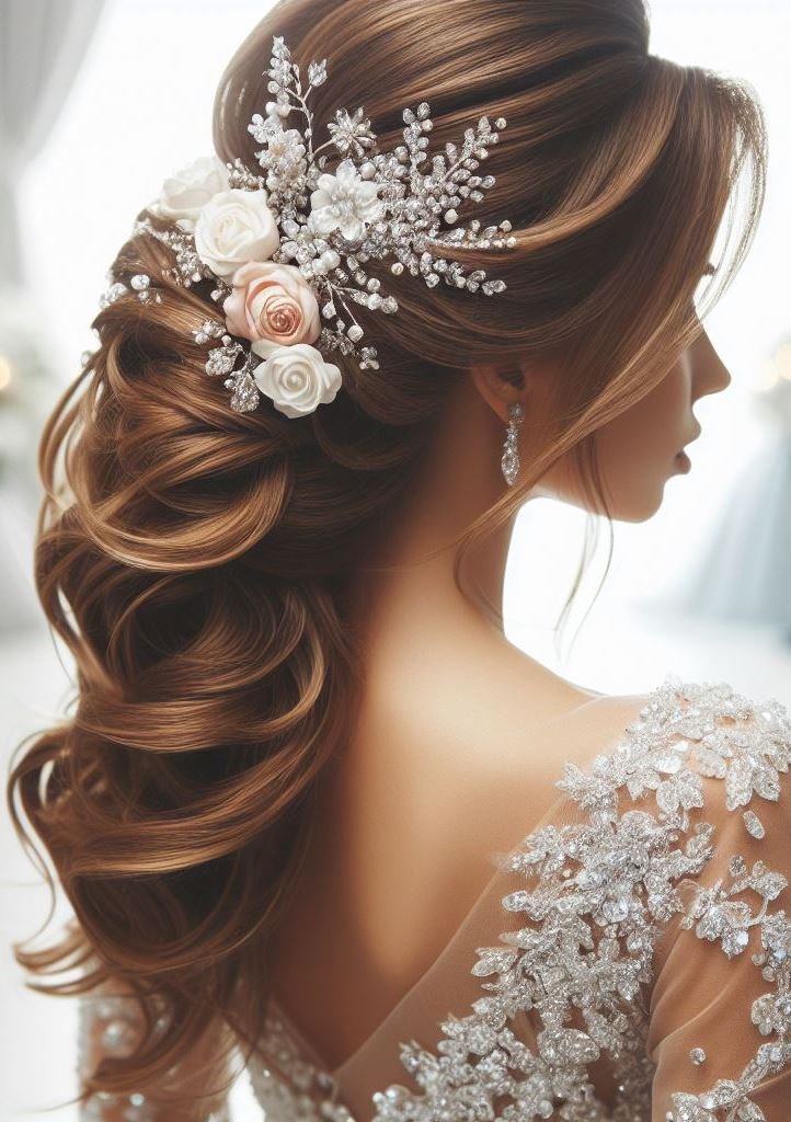 Bridal Hairstyle Accessories: Enhancing Your Wedding Hair | Pocoko Strands that shimmer with the glow of new beginnings. Let your wedding hair be the dawn of your love story.